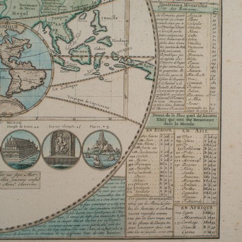 ANTIQUE PLAN DE L'HISTORIE UNIVERSELLE WORLD MAP FRAMED CARTOGRAPHY CIRCA 1730 - ADDITIONAL PHOTO 9