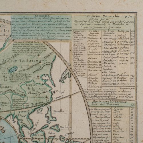 ANTIQUE PLAN DE L'HISTORIE UNIVERSELLE WORLD MAP FRAMED CARTOGRAPHY CIRCA 1730 - ADDITIONAL PHOTO 10