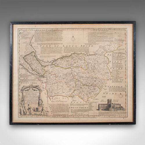 ANTIQUE CHESTER COUNTY MAP ENGLISH CHESHIRE FRAMED CARTOGRAPHY GEORGIAN - ADDITIONAL PHOTO 1