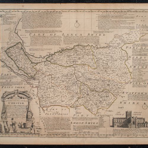 ANTIQUE CHESTER COUNTY MAP ENGLISH CHESHIRE FRAMED CARTOGRAPHY GEORGIAN - ADDITIONAL PHOTO 2