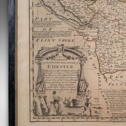 ANTIQUE CHESTER COUNTY MAP ENGLISH CHESHIRE FRAMED CARTOGRAPHY GEORGIAN - ADDITIONAL PHOTO 4