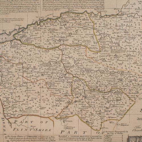 ANTIQUE CHESTER COUNTY MAP ENGLISH CHESHIRE FRAMED CARTOGRAPHY GEORGIAN - ADDITIONAL PHOTO 5