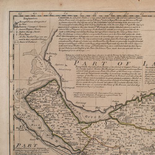 ANTIQUE CHESTER COUNTY MAP ENGLISH CHESHIRE FRAMED CARTOGRAPHY GEORGIAN - ADDITIONAL PHOTO 6