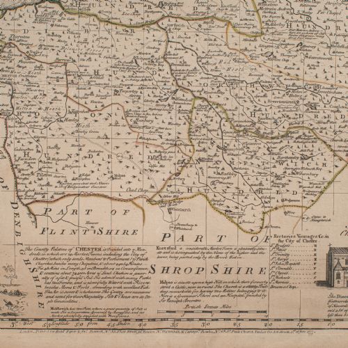 ANTIQUE CHESTER COUNTY MAP ENGLISH CHESHIRE FRAMED CARTOGRAPHY GEORGIAN - ADDITIONAL PHOTO 7