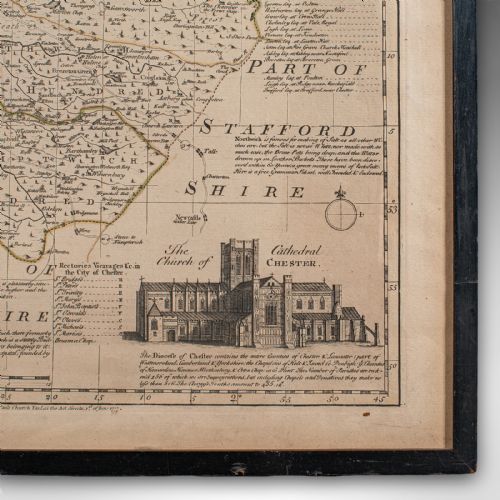 ANTIQUE CHESTER COUNTY MAP ENGLISH CHESHIRE FRAMED CARTOGRAPHY GEORGIAN - ADDITIONAL PHOTO 8