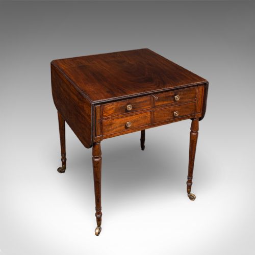 ANTIQUE READER'S TABLE ENGLISH PEMBROKE DROP LEAF OCCASIONAL REGENCY 1820 - ADDITIONAL PHOTO 1