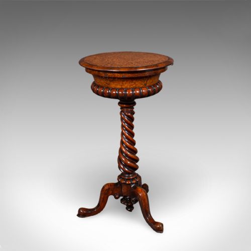ANTIQUE SPIRITS TABLE ENGLISH BURR MAPLE GLASSES STAND TEAPOY WILLIAM IV - ADDITIONAL PHOTO 3