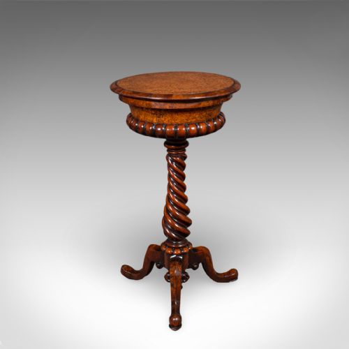 ANTIQUE SPIRITS TABLE ENGLISH BURR MAPLE GLASSES STAND TEAPOY WILLIAM IV - ADDITIONAL PHOTO 4
