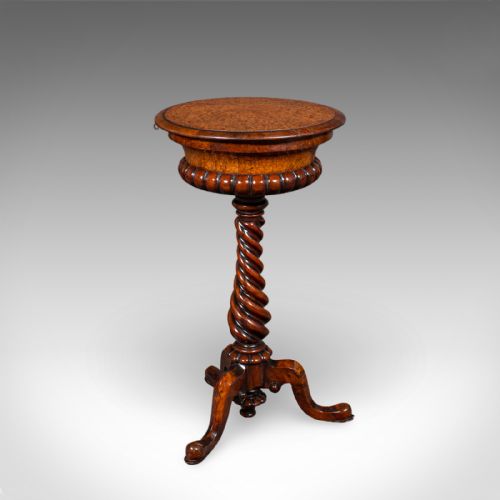 ANTIQUE SPIRITS TABLE ENGLISH BURR MAPLE GLASSES STAND TEAPOY WILLIAM IV - ADDITIONAL PHOTO 5