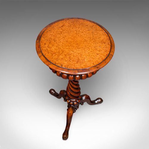ANTIQUE SPIRITS TABLE ENGLISH BURR MAPLE GLASSES STAND TEAPOY WILLIAM IV - ADDITIONAL PHOTO 6