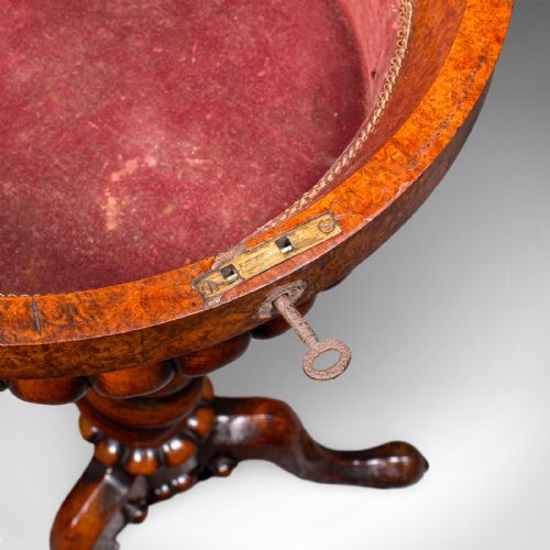 ANTIQUE SPIRITS TABLE ENGLISH BURR MAPLE GLASSES STAND TEAPOY WILLIAM IV - ADDITIONAL PHOTO 9