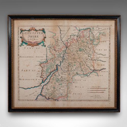 ANTIQUE GLOUCESTERSHIRE MAP ENGLISH FRAMED CARTOGRAPHY ROBERT MORDEN C1700 - ADDITIONAL PHOTO 1