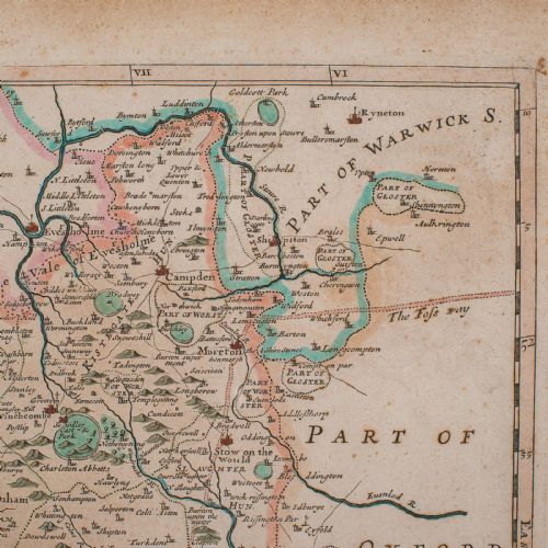 ANTIQUE GLOUCESTERSHIRE MAP ENGLISH FRAMED CARTOGRAPHY ROBERT MORDEN C1700 - ADDITIONAL PHOTO 3