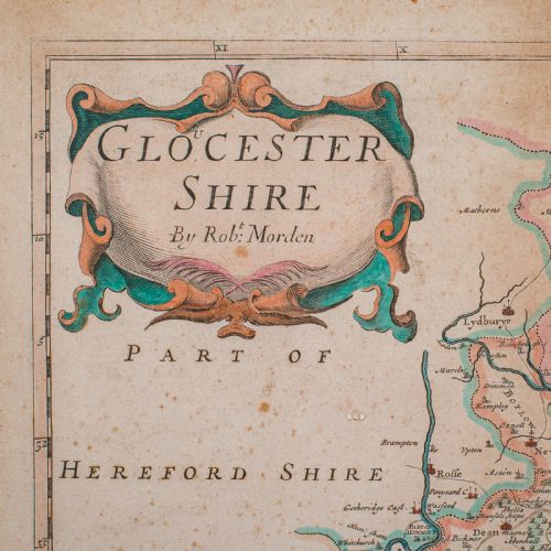 ANTIQUE GLOUCESTERSHIRE MAP ENGLISH FRAMED CARTOGRAPHY ROBERT MORDEN C1700 - ADDITIONAL PHOTO 4