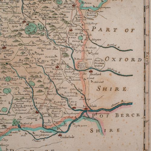 ANTIQUE GLOUCESTERSHIRE MAP ENGLISH FRAMED CARTOGRAPHY ROBERT MORDEN C1700 - ADDITIONAL PHOTO 7