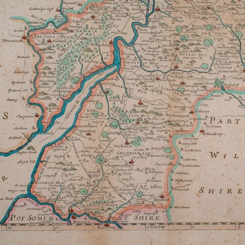 ANTIQUE GLOUCESTERSHIRE MAP ENGLISH FRAMED CARTOGRAPHY ROBERT MORDEN C1700 - ADDITIONAL PHOTO 8