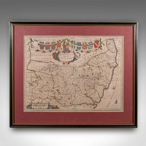 ANTIQUE SUFFOLK COUNTY MAP DUTCH ATLAS NOVUS JOAN BLAEU CARTOGRAPHY C1645 - ADDITIONAL PHOTO 1