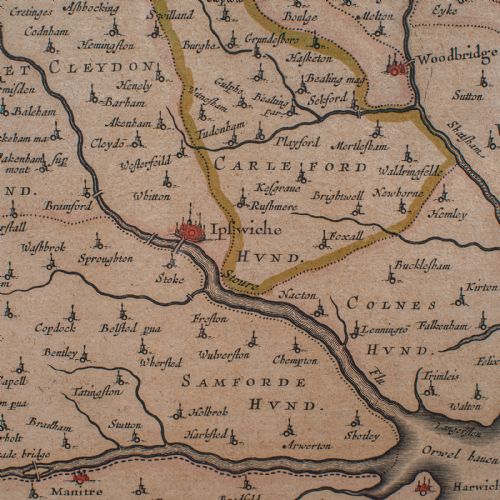 ANTIQUE SUFFOLK COUNTY MAP DUTCH ATLAS NOVUS JOAN BLAEU CARTOGRAPHY C1645 - ADDITIONAL PHOTO 8