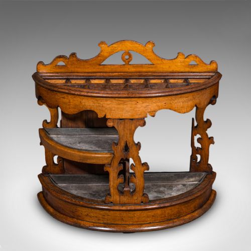 ANTIQUE COUNTRY HOUSE HALL STAND SCOTTISH DEMI LUNE OAK UMBRELLA VICTORIAN - ADDITIONAL PHOTO 1