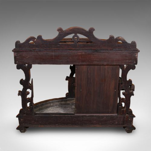 ANTIQUE COUNTRY HOUSE HALL STAND SCOTTISH DEMI LUNE OAK UMBRELLA VICTORIAN - ADDITIONAL PHOTO 2