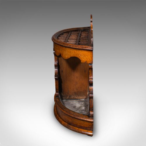ANTIQUE COUNTRY HOUSE HALL STAND SCOTTISH DEMI LUNE OAK UMBRELLA VICTORIAN - ADDITIONAL PHOTO 3