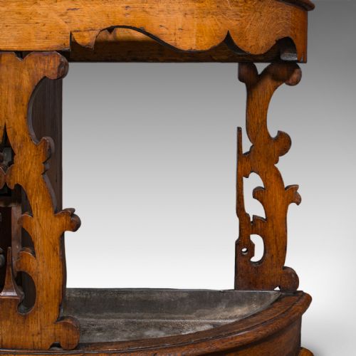 ANTIQUE COUNTRY HOUSE HALL STAND SCOTTISH DEMI LUNE OAK UMBRELLA VICTORIAN - ADDITIONAL PHOTO 11