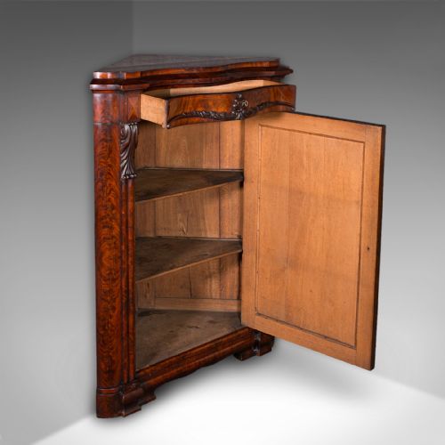 fig 1. Large Antique Corner Cabinet, English, Free-standing, Cupboard, High Victorian