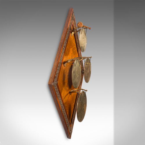 ANTIQUE 4 STRIKE PALAZZO WALL CHIME ITALIAN BRASS OAK DINNER GONG VICTORIAN - ADDITIONAL PHOTO 3