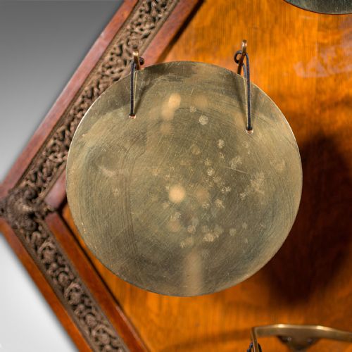 ANTIQUE 4 STRIKE PALAZZO WALL CHIME ITALIAN BRASS OAK DINNER GONG VICTORIAN - ADDITIONAL PHOTO 6