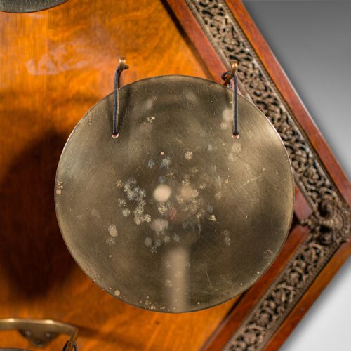 ANTIQUE 4 STRIKE PALAZZO WALL CHIME ITALIAN BRASS OAK DINNER GONG VICTORIAN - ADDITIONAL PHOTO 7