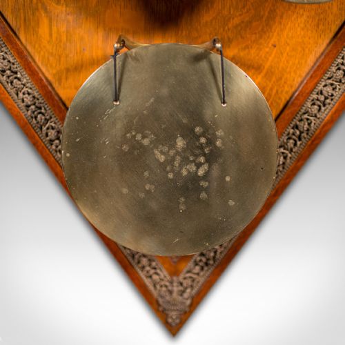 ANTIQUE 4 STRIKE PALAZZO WALL CHIME ITALIAN BRASS OAK DINNER GONG VICTORIAN - ADDITIONAL PHOTO 8