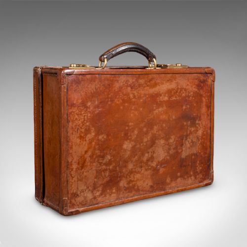 SMALL ANTIQUE CLERK'S SUITCASE ENGLISH LEATHER ATTACHE CASE REVIVAL VICTORIAN - ADDITIONAL PHOTO 4