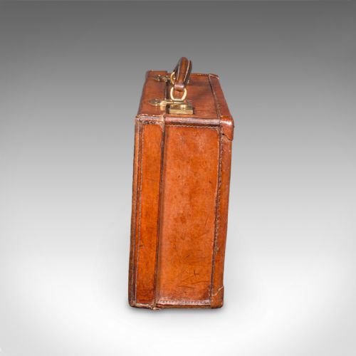 SMALL ANTIQUE CLERK'S SUITCASE ENGLISH LEATHER ATTACHE CASE REVIVAL VICTORIAN - ADDITIONAL PHOTO 7