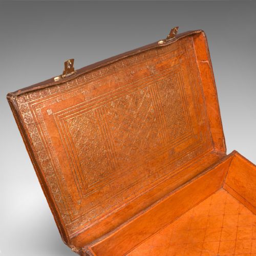 SMALL ANTIQUE CLERK'S SUITCASE ENGLISH LEATHER ATTACHE CASE REVIVAL VICTORIAN - ADDITIONAL PHOTO 8