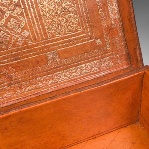 SMALL ANTIQUE CLERK'S SUITCASE ENGLISH LEATHER ATTACHE CASE REVIVAL VICTORIAN - ADDITIONAL PHOTO 9