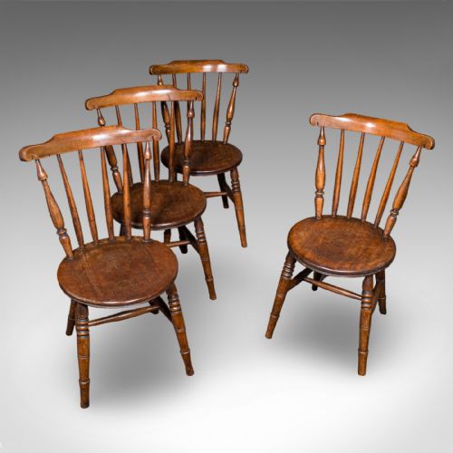 SET OF 4 ANTIQUE STATION CHAIRS ENGLISH BEECH DINING SEAT RECEPTION EDWARDIAN - ADDITIONAL PHOTO 5
