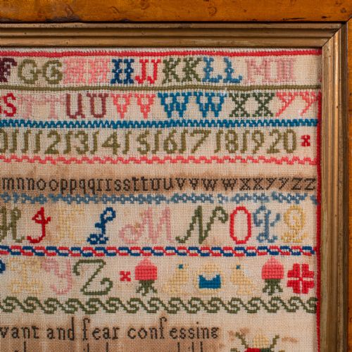 ANTIQUE NEEDLEPOINT SAMPLER ENGLISH HANDMADE EMBROIDERED PANEL VICTORIAN - ADDITIONAL PHOTO 5