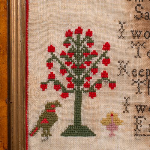 ANTIQUE NEEDLEPOINT SAMPLER ENGLISH HANDMADE EMBROIDERED PANEL VICTORIAN - ADDITIONAL PHOTO 8