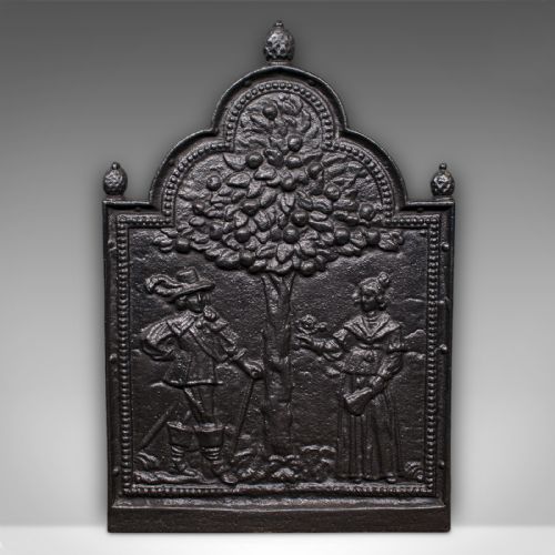 ANTIQUE TREE OF LIFE FIRE BACK ENGLISH CAST IRON FIREPLACE REFLECTOR VICTORIAN - ADDITIONAL PHOTO 1