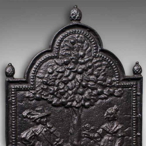 ANTIQUE TREE OF LIFE FIRE BACK ENGLISH CAST IRON FIREPLACE REFLECTOR VICTORIAN - ADDITIONAL PHOTO 4