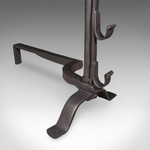 ANTIQUE FIREPLACE SET ENGLISH CAST IRON FIRE BASKET MULLING ANDIRON GEORGIAN - ADDITIONAL PHOTO 10