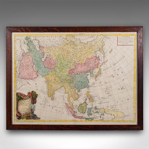 ANTIQUE MAP OF ASIA FRENCH FRAMED ATLAS CONTINENTAL CARTOGRAPHY GEORGIAN - ADDITIONAL PHOTO 1