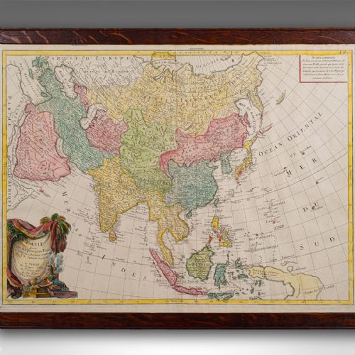 ANTIQUE MAP OF ASIA FRENCH FRAMED ATLAS CONTINENTAL CARTOGRAPHY GEORGIAN - ADDITIONAL PHOTO 3