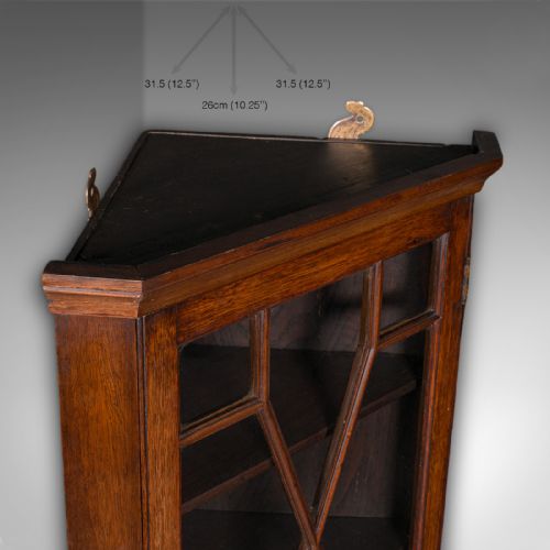 SMALL ANTIQUE CORNER CABINET ENGLISH GLAZED DISPLAY CUPBOARD EDWARDIAN 1910 - ADDITIONAL PHOTO 6