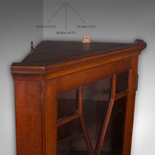 SMALL ANTIQUE GLAZED CORNER CUPBOARD ENGLISH WALL DISPLAY CABINET EDWARDIAN - ADDITIONAL PHOTO 6