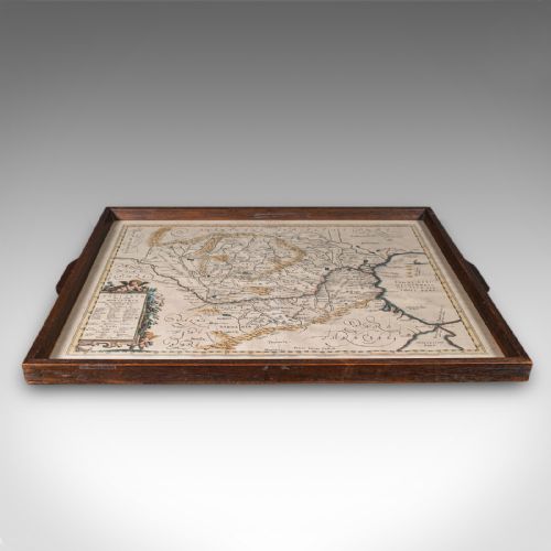ANTIQUE CARTOGRAPHER'S SERVING TRAY ENGLISH PLATTER EUROPEAN MAP EDWARDIAN - ADDITIONAL PHOTO 1