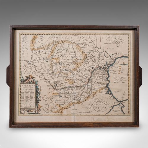 ANTIQUE CARTOGRAPHER'S SERVING TRAY ENGLISH PLATTER EUROPEAN MAP EDWARDIAN - ADDITIONAL PHOTO 3
