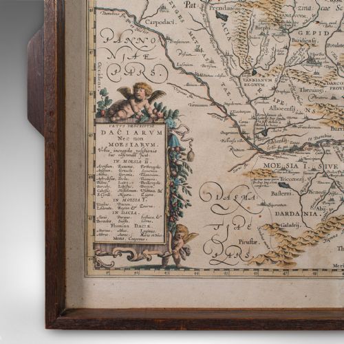 ANTIQUE CARTOGRAPHER'S SERVING TRAY ENGLISH PLATTER EUROPEAN MAP EDWARDIAN - ADDITIONAL PHOTO 4