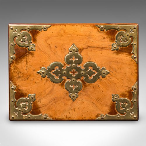 ANTIQUE GOTHIC REVIVAL SEWING CASE SCOTTISH WALNUT BRASS WORKBOX VICTORIAN - ADDITIONAL PHOTO 8