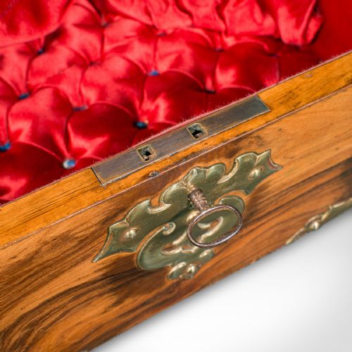 ANTIQUE GOTHIC REVIVAL SEWING CASE SCOTTISH WALNUT BRASS WORKBOX VICTORIAN - ADDITIONAL PHOTO 10